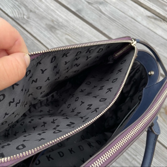 DKNY Colorblock Signature Saffiano Leather Satchel Crossbody Bag $298 Tricolor - Picture 11 of 16